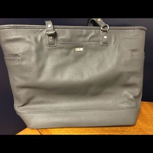 Grey Leather Tote Bag
